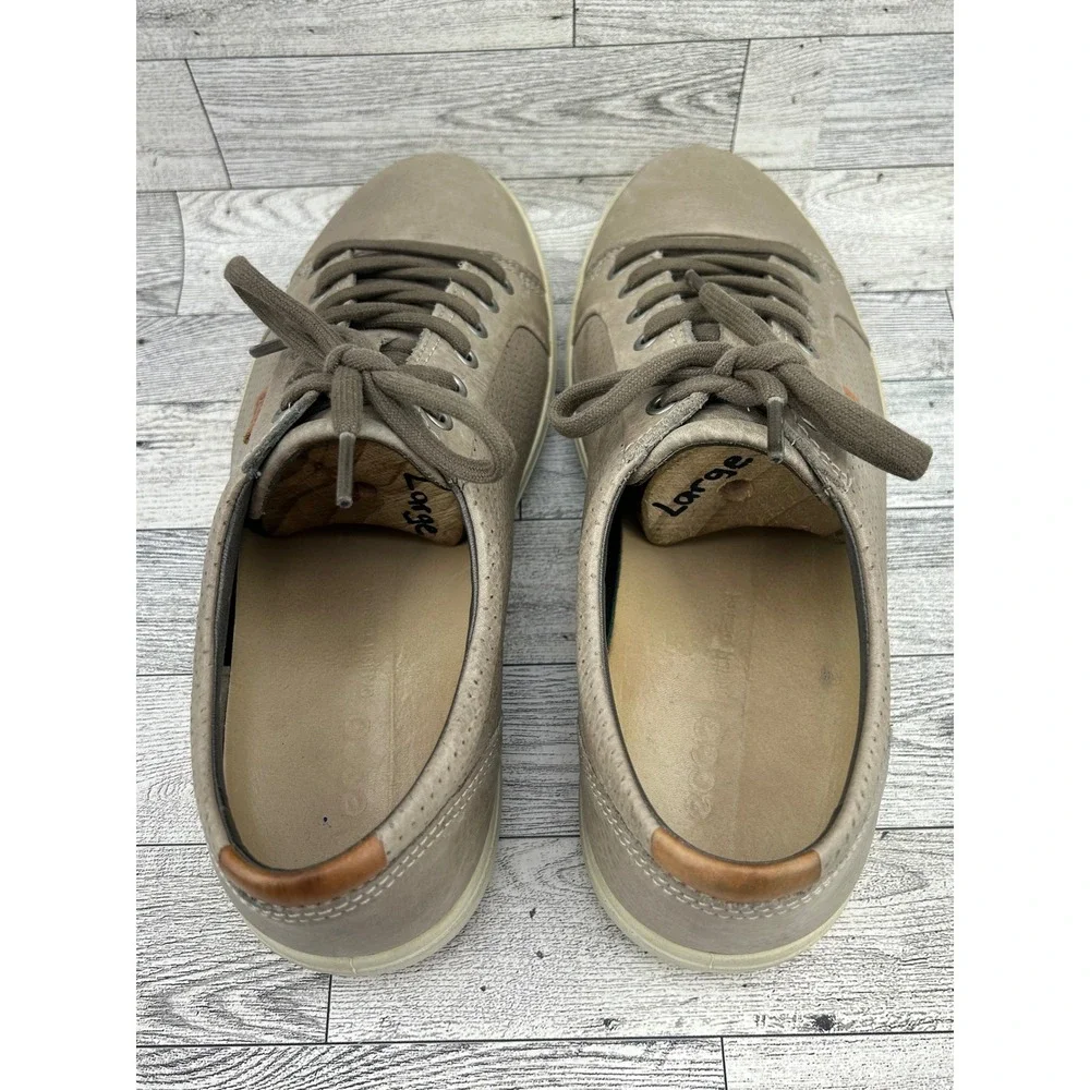 ECCO Soft 7 Men Sneaker Taupe Leather Low Top Lace Up‎ Shoes Size EU 43 US 9.5